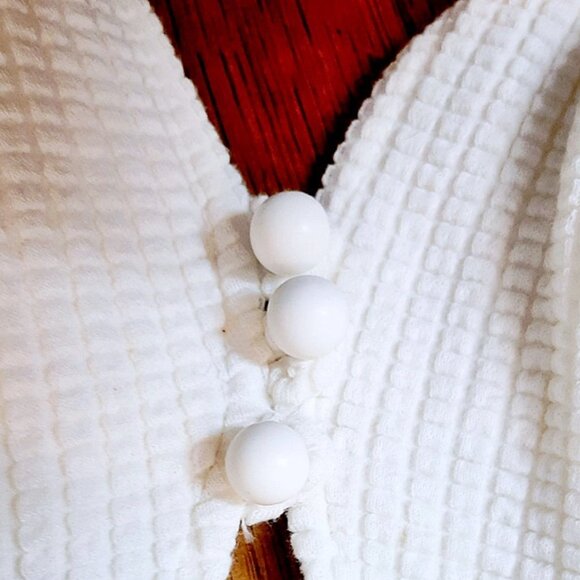 1970s True Vintage White One Piece Knit Swimsuit With A Plunging Open Front - Picture 6 of 13